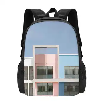 Urban пастели училищни чанти за тийнейджърки лаптоп пътни чанти градски колоритен цветна архитектура сграда линия минималистичен