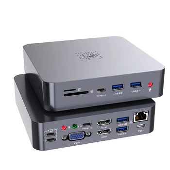 Новопристигнали USB C хъб 19 в 1 док станция с 4K HDMI VGA Mini DP RJ45 гигабитова мрежа PD 100W 3.5mm аудио USB3.0