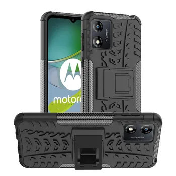За Motorola Moto E13 Case Luxury PC + TPU Cover Stand Armor ShockProof Case For Moto E13 E 13 MotoE13 Калъф за телефон