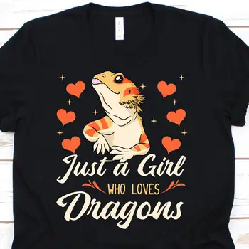 Просто момиче, което обича дракони Тениска Брадат дракон любовник за жени сладък собственик на влечуги мама