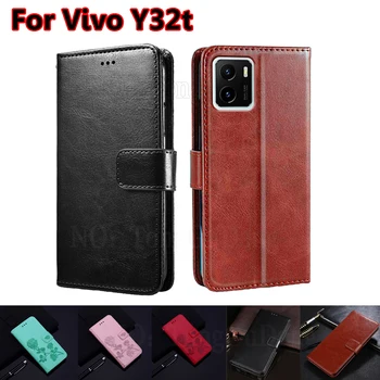Луксозен калъф за Vivo Y32t V2180A Y30 Y33T Y33 e s 5G капак портфейл Magentic Flip Phone Fundas Para Vivo Y52t V2166A Y72t 5G Coque