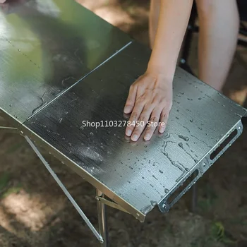 Неръждаема стомана сгъваема маса или купи преносим пикник отдих маса открит къмпинг барбекю топлоустойчив малка стоманена маса