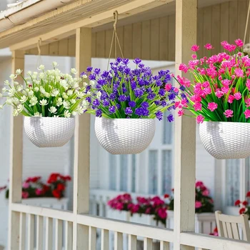 1 Пакет изкуствени цветя UV устойчиви на открито зеленина фалшиви цветни храсти растения за кухня офис сватба градина декор
