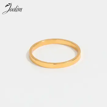 Joolim бижута висок клас PVD на едро потъмняване безплатно универсален минималистичен гладък лъскав пръстен от неръждаема стомана за жени