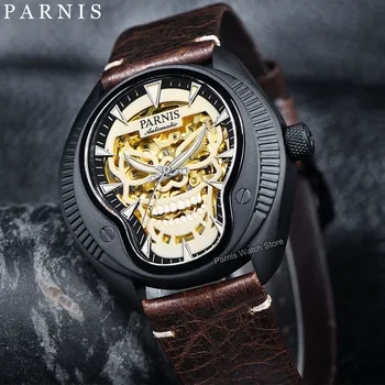 Parnis 43mm PVD покритие Cool череп набиране Miyota Автоматичен мъжки механичен часовник