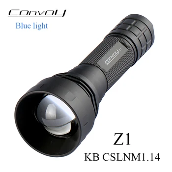 Конвой Z1 KB CSLNM1.14 Led синя светлина фенерче Zoomable висока мощност фенерче ръка увеличение лампа 21700 фенер риболов къмпинг