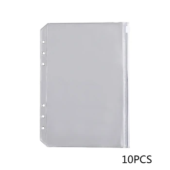 10Pcs Clear Notebook Binder Loose Leaf чанта PVC тетрадка класьор, презареждаща се хартия полупрозрачен класьор цип папка