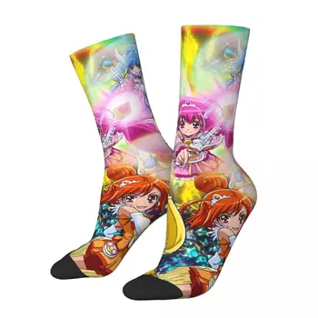 Зимни топли цветни жени мъже усмивка Precure аниме чорапи блясък сила Yayoi Miyuki Nao Reika Akane Неплъзгащи се футболни чорапи