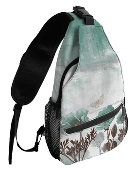 Цветя ретро растения бели цветя гърдите чанти за жени мъже водоустойчив пратеник чанти пътуване спорт едно рамо crossbody чанта