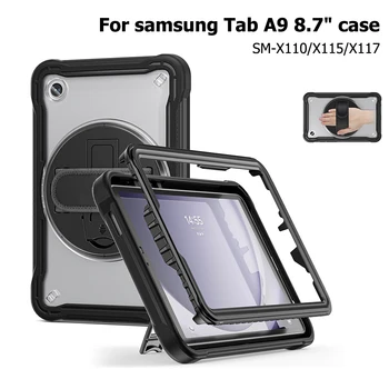 За Samsung Galaxy Tab A9 8.7-инчов защитен калъф lightweigt Прозрачен матов компютър с твърда подвързия въртяща се стойка