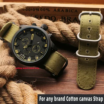 За всяка марка ZULU Fabric Военен часовник часовник Катерене Спортни презрамки за китки 20 22 24 26mm мъжки памучни платнени гривна
