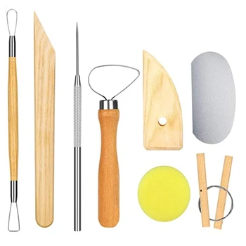 8Pcs Глинени инструменти, Инструменти за дърворезба и оформяне, Празно рисуване, Ръчно изработени инструменти, Дървена керамика, Глинени скулптури