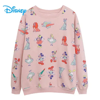 Disney Cartoon Collection Суитчър Мики Мини Алис Дъмбо Питър Пан Принт Жени Случайни полар пуловер върхове O врата пуловер