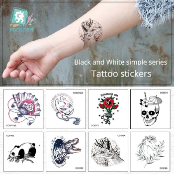  водоустойчив малък свеж татуировка обикновен цвят персонализиран черно-бял прост временен стикер за татуировки Размер: 60 * 60mm