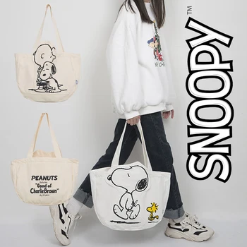 Snoopy чанта голям капацитет случайни платно рамо чанта момиче карикатура аниме сладък чанта за съхранение на жените универсални пазарски чанти