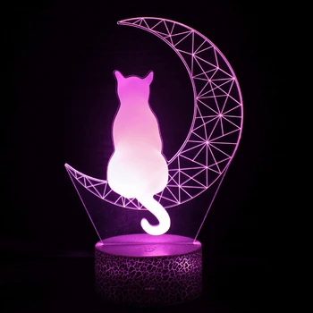Nighdn лунна котка лампа илюзия доведе нощна светлина за деца USB лампа нощно шкафче Начало стая декор нощна светлина рожден ден коледен подарък