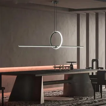 Nordic модерен творчески геометричен модел италиански проста линия полилей хол трапезария маса бар дълъг полилей LED лампи