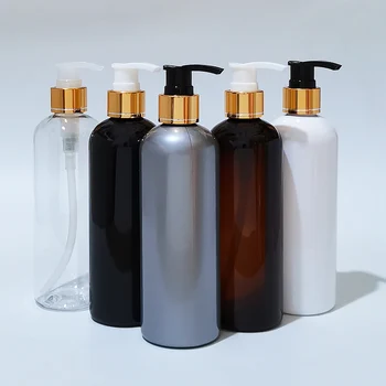 20pcs 300ml празен бял черен кафяв златен лосион помпа пластмасова бутилка за шампоан душ гел козметични опаковки лична хигиена