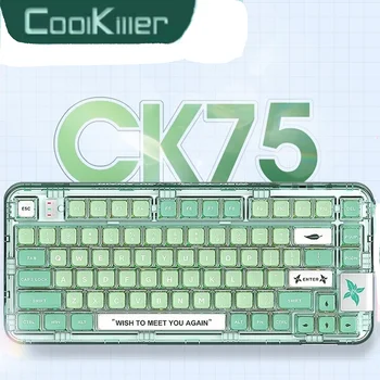 Coolkiller Ck75 Hot-swap Bluetooth 2.4g Безжичен Rgb Mint Green Прозрачен уплътнител Gaming Механична клавиатура Rgb за Win / Mac