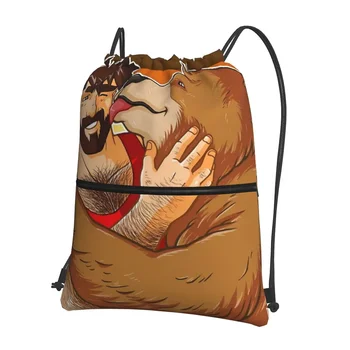 BEAR KISS - BEAR PRIDE Преносими раници Шнур чанта случайни шнур пакет джобни книжни чанти за ученици