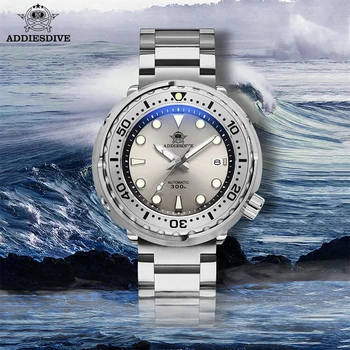 ADDIESDIVE Мъжки луксозен водолазен часовник Сапфирено стъкло BGW9 Син светлинен 30Bar 316L Класически часовник за риба тон от неръждаема стомана
