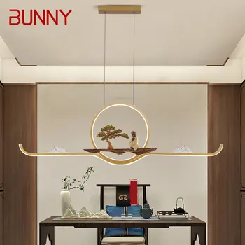 BUNNY Модерен LED 3 цвята полилей таванна лампа китайски творчески Zen чайна висящи осветителни тела за учебна трапезария