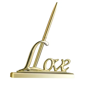 Златна сватбена подписваща писалка с покрит метален държач за любов парти писалка комплект сватбени булчински годежни декорации