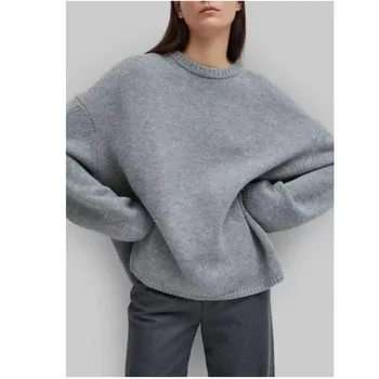 2024 Есен/Зима TOT Нов случаен пуловер от вълна около врата