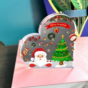 Коледна украса сърце форма акрилна коледна настолна украса прозрачна гладка орнамент за празничен парти декор