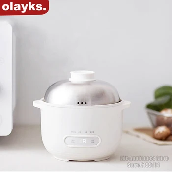 Olayks 220V Автоматична готварска печка за ориз 500W Многофункционална керамична незалепваща облицовка Тенджера за готвене на ориз за 1-2 души Домакински уреди