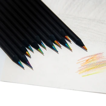 Черни дървени цветни моливи, многоцветни за книжка за оцветяване, рисуване