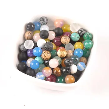 4/6/8/10mm смесен цвят естествен камък мъниста естествен кръг хлабав камък мъниста за бижута вземане DIY TRS0306