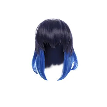 Hashibira Inosuke Cosplay перука костюм аниме Kimetsu не Yaiba Inosuke шапка перука синьо лилаво перука