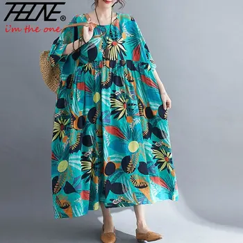 Лятна плажна рокля Жени Флорални ежедневни извънгабаритни дамски рокли Бохемски OR Boho Vestidos роба Femme Holiday 2023 Нова мода
