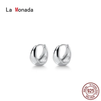La Monada 925 Сребърна жена обица гланцирана минималистична ухо пиърсинг 925 сребърни бижута малки обеци с обръч за жени женски момичета