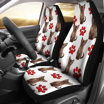 Бирманска котка с червени лапи печат Калъфи за столчета за кола Комплект 2 бр, Аксесоари за кола Калъф за седалка