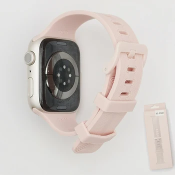 Мека силиконова каишка за Apple Watch Band Ultra 49mm 44mm 45mm 42mm 41mm 42mm 38 Спортна лента за наблюдение iwatch Serise 9 8 7 6 5 гривна