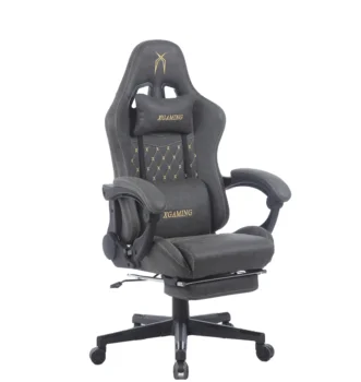 нов дизайн накланящ се геймърски стол с поставка за крака кафяв геймърски стол