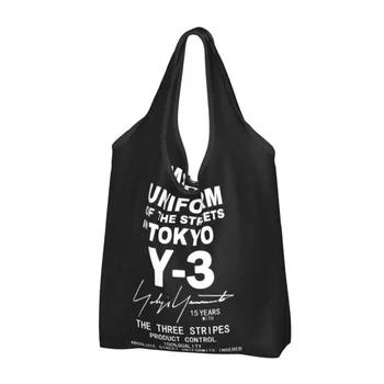 Голям за многократна употреба 3Y черен Yohji Yamamoto хранителни чанти рециклиране сгъваема пазаруване еко чанта миеща се лека