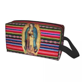 Kawaii Дева Мария от Гуадалупе Virgen Maria Zarape пътуване тоалетна чанта Дева Мария католически козметичен грим организатор Dopp комплект