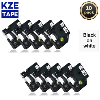Kze 10PCS многоцветен 45013 12mm Черно на бяло съвместим за DYMO D1 Етикетна лента 45018 45010 45021 Мениджър Maker 210 450 LM160