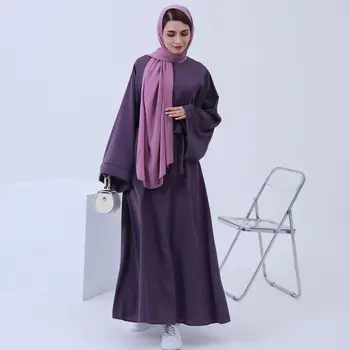 Дубай Абая Свободна мюсюлманска рокля Жени Странични джобове Широки ръкави Ислямско облекло Скромен турчин Хиджаби роба Рамадан Ейд (без шал)