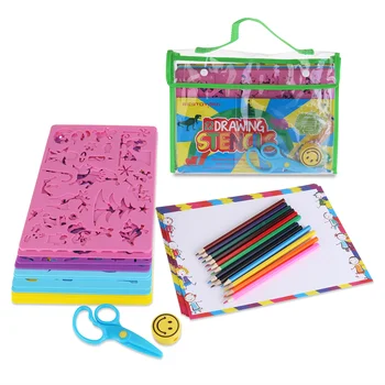 Suite Детски детски образователни играчки Пластмасови живопис шаблон комплект бамбук рисуване шаблони