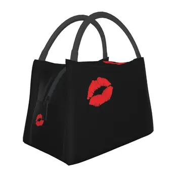 Сладък секси червени устни маска изолирани обяд чанта за открит пикник водоустойчив термичен охладител обяд кутия жени
