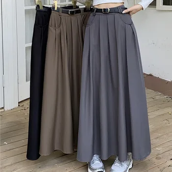 Жените висока талия плисирана пола реколта улично облекло Harajuku основни streetwear мода A-линия поли дрехи нови 2023
