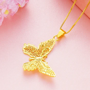 Жените висулка верига с пеперуда дизайн 18k златен цвят класически дама момичета бижута подарък