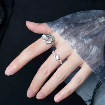 Сребърен цвят кух от неправилен опал пръстен за жени момиче лунен камък лава бижута рожден ден подарък на едро дропшипинг