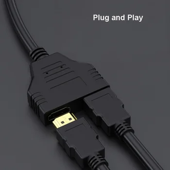 HDMI-съвместим кабелен сплитер 1080P 2 двоен порт Y конвертор 1 в 2 изходящ кабел разширител адаптер за XBox PS3 LCD телевизионен превключвател