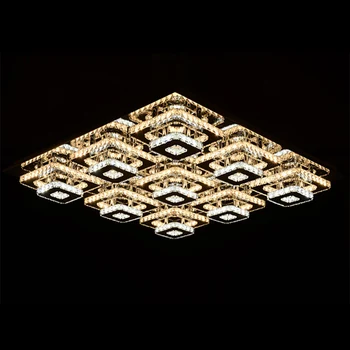Изградете своя дом Square Gold Silver Crystal Lustre Lamparas De Techo Таванни светлини.Таванна лампа за трапезария
