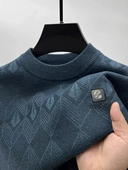 High end марка моден отпечатан пуловер за мъже 2023 есен и зима нова тенденция корейски младежки случайни удебелени реколта пуловер